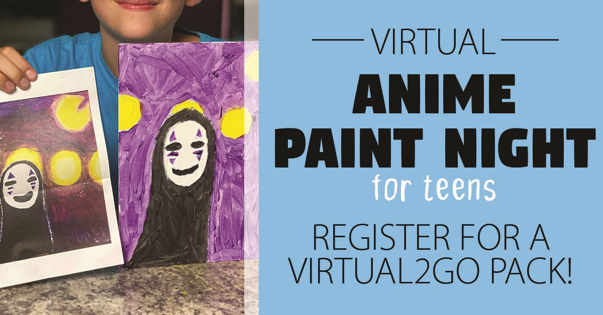 Kid holding up anime painting